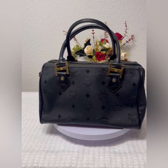 MCM Black Satchel with Gold Accents - Picture 2 of 13